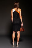 Black Patchwork One Shoulder Short Tight Cocktail Dress