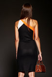 Black Patchwork One Shoulder Short Tight Cocktail Dress