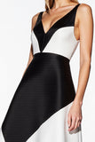 Black and White Patchwork V-Neck A Line Short Cocktail Dress