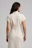 Apricot Pencil Short Sleeves Midi Work Dress with Bow