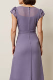 Grey Purple Chiffon A Line Semi Formal Dress with Sash