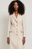 Apricot Pencil Notched Lapel Midi Blazer Dress with Sleeves