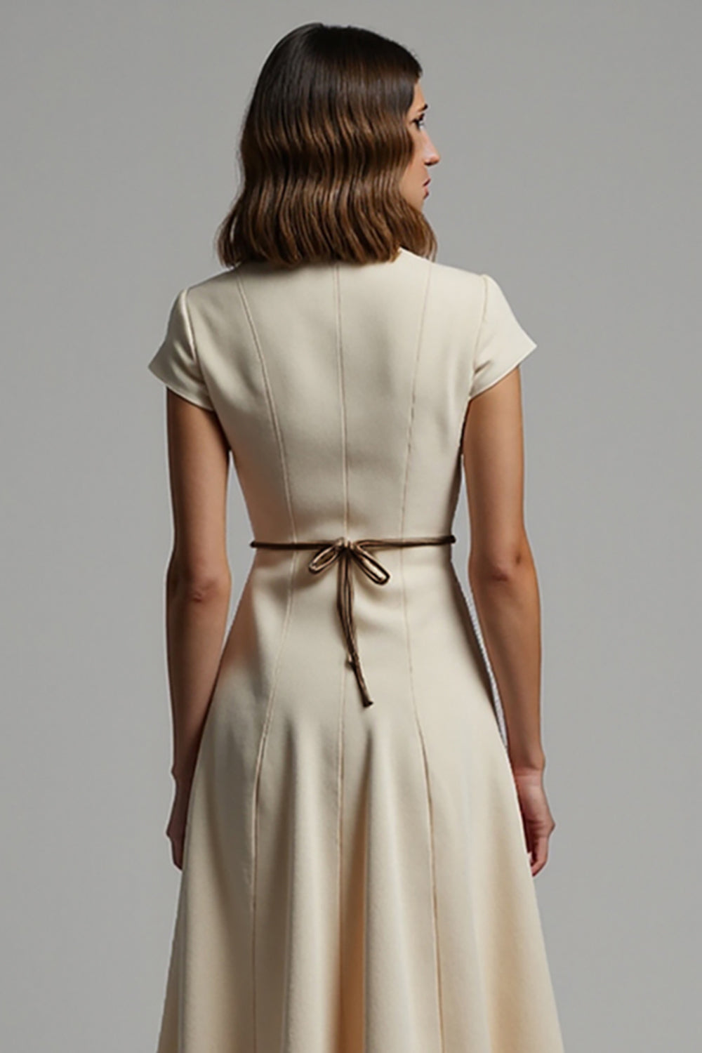 Apricot A Line Notched Lapel Leopard Midi Blazer Dress with String