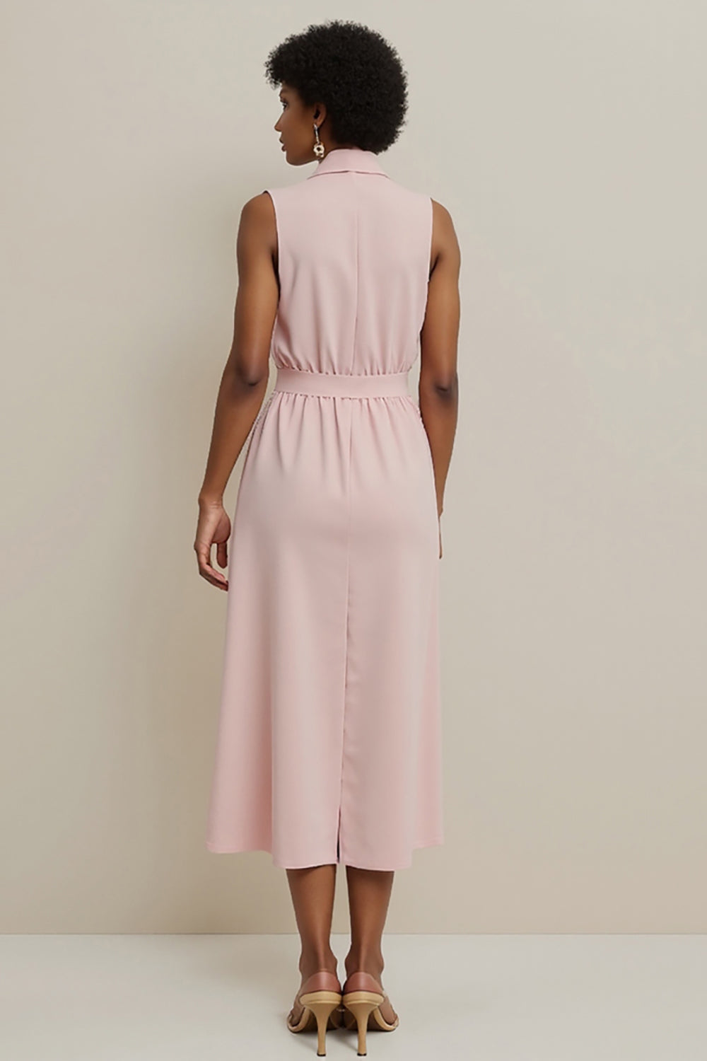 Pink Pencil Shawl Lapel Maxi Work Dress with Sash