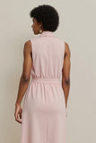 Pink Pencil Shawl Lapel Maxi Work Dress with Sash