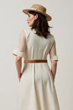 Apricot A Line Short Sleeves Midi Blazer Dress with Belt