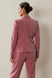 Grey Pink 2 Piece Floral Notched Lapel Velvet Business Suits with Pockets