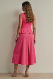 Fuchsia Pencil Single Breasted Maxi Blazer Dress