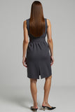 Dark Grey Pencil Single Breasted Short Blazer Dress with Belt