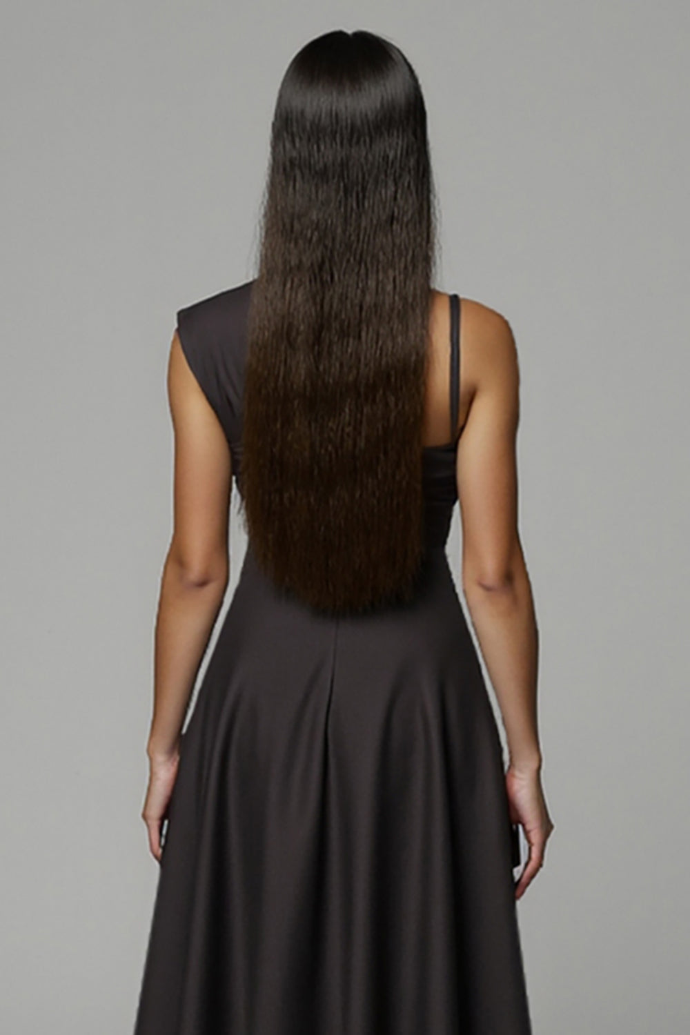 Black Satin A Line One Shoulder Midi Work Dress