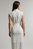 Ivory Sheath Maxi Shirt Dress with Sash