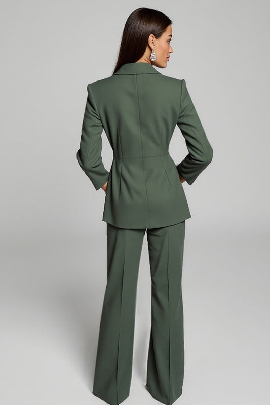 Dark Green 2 Piece Peak Lapel Business Suits with Sash
