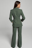 Dark Green 2 Piece Peak Lapel Business Suits with Sash
