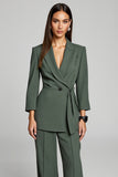 Dark Green 2 Piece Peak Lapel Business Suits with Sash