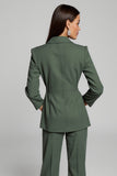 Dark Green 2 Piece Peak Lapel Business Suits with Sash