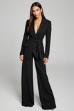 Black Peak Lapel 2 Piece Long Sleeves Business Suits with Sash