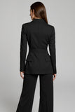 Black Peak Lapel 2 Piece Long Sleeves Business Suits with Sash