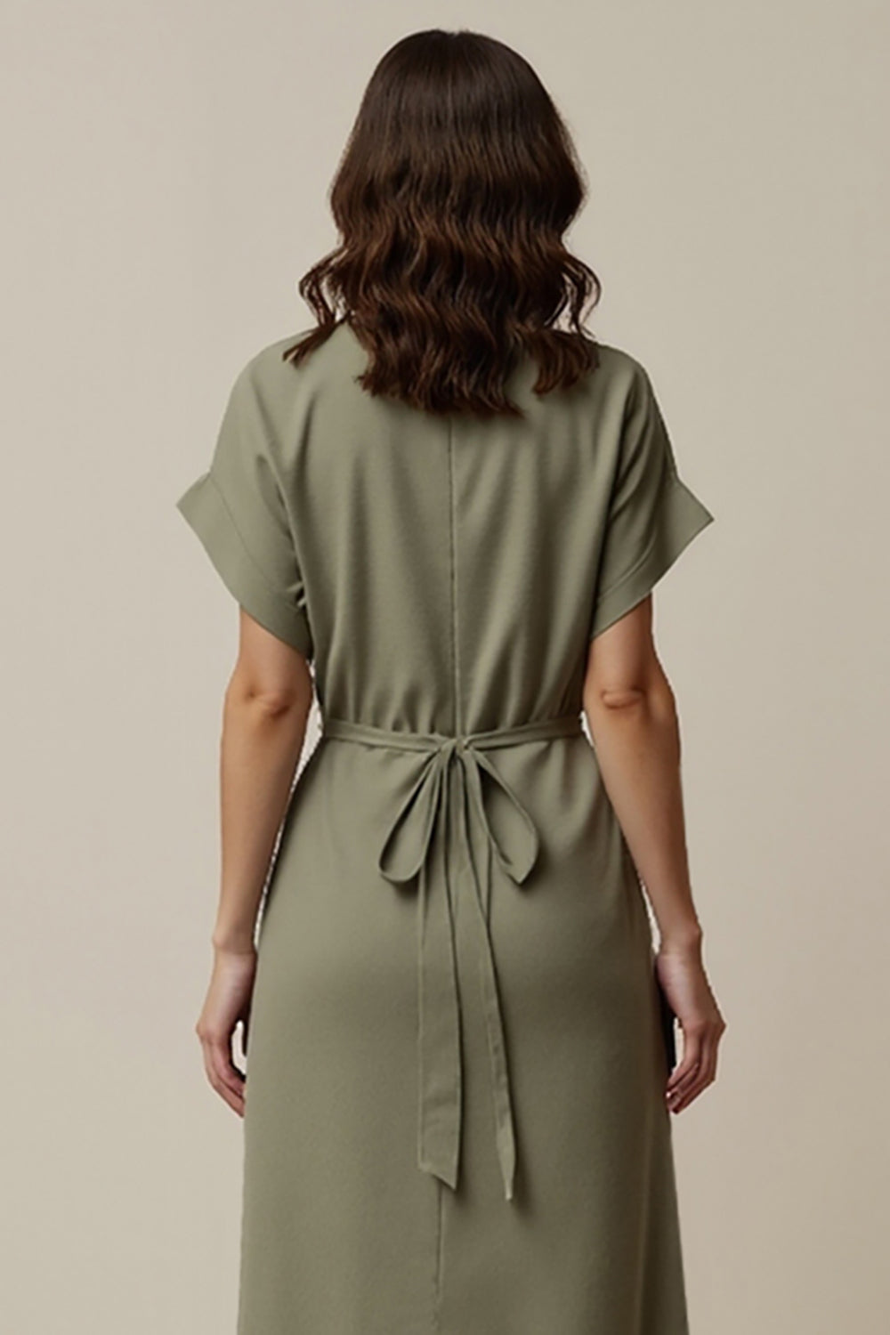 Grey Green Notched Lapel A Line Maxi Blazer Dress with Slit