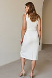 White Pencil Peak Lapel Short Blazer Dress with Belt