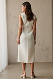 Ivory Pencil Bateau Neck Midi Work Dress