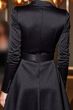 Black Peak Lapel Long Sleeves Short Blazer Dress