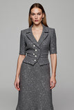 Sparkly Dark Grey 2 Piece Notched Lapel Business Suits