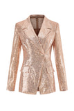 Sparkly Golden Notched Lapel 2 Piece Women Suits