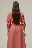 Coral A Line Notched Lapel Midi Blazer Dress with Sleeves