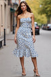 White Blue Printed