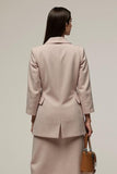 Grey Pink Pencil Notched Lapel 2 Piece Business Suits with Slit