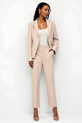 Apricot 2 Piece Satin Peak Lapel Business Suits with Pockets