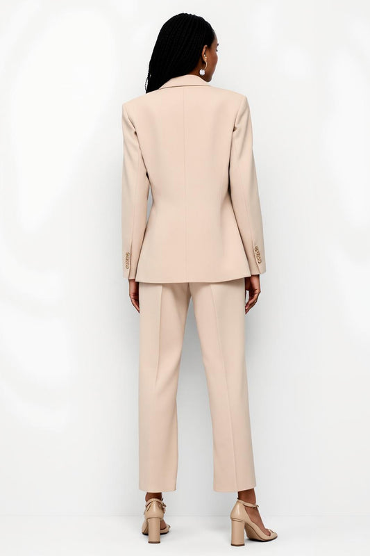 Apricot 2 Piece Satin Peak Lapel Business Suits with Pockets