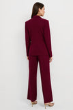 Burgundy Satin 2 Piece Notched Lapel One Button Business Suits
