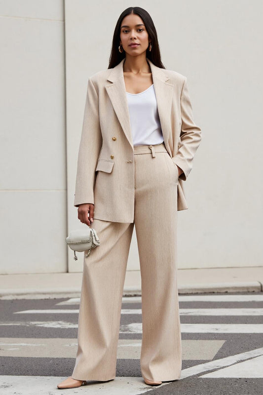 Apricot 2 Piece Long Sleeves Notched Lapel Business Suits with Pockets