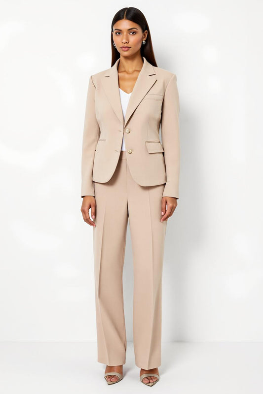 2 Piece Apricot Satin Notched Lapel Business Suits with Sleeves