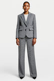 Grey Tweed Notched Lapel 2 Piece Business Suits with Sleeves