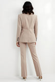 Satin Apricot 2 Piece Notched Lapel Business Suits with Sleeves