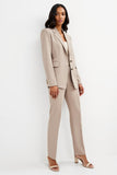 Satin Apricot 2 Piece Notched Lapel Business Suits with Sleeves