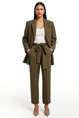 Arm Green Satin 2 Piece Peak Lapel Business Suits with Pockets