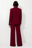 Burgundy Satin 2 Piece Notched Lapel Business Suits with Pockets