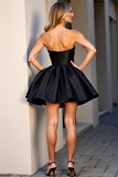 Sparkly Black Sweetheart Short Corset Homecoming Dress with Beading