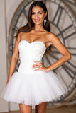 White Tulle A Line Sweetheart Short Homecoming Dress