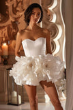 White Floral Sweetheart Short Homecoming Dress with Ruffles