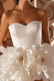 White Floral Sweetheart Short Homecoming Dress with Ruffles