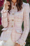 Light Pink Plaid Tweed Homecoming Outfits with Ruffles