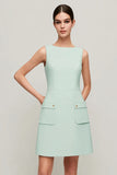 Simple Green A Line Short Pageant Interview Dress with Pockets