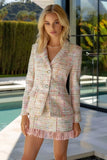 Light Pink 2 Piece Tweed Homecoming Outfits with Fringes