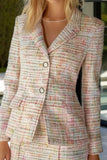 Light Pink 2 Piece Tweed Homecoming Outfits with Fringes