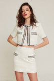White Tweed Blazer 2 Piece Short Pageant Interview Outfits