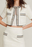 White Tweed Blazer 2 Piece Short Pageant Interview Outfits